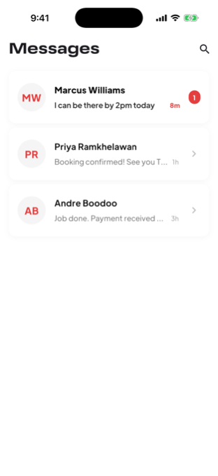 In-app messages with service providers